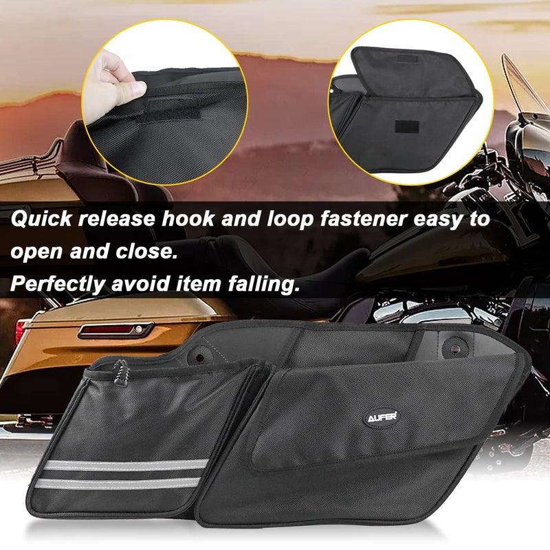 AUFER 2PCS Hard Saddlebag Side Organizer Bag Compatible With For 2014-2024 Touring Street Glide Road King Road Glide Electra Glide Saddle Bag Organizers Storage bag(L+R Side) - Image 3